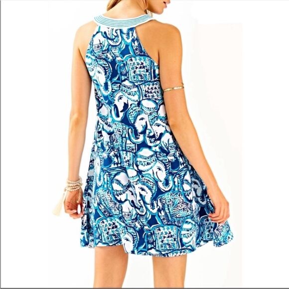 Lilly Pulitzer Achelle Swing Dress Keep on Trunkin Indigo. - Picture 2 of 12